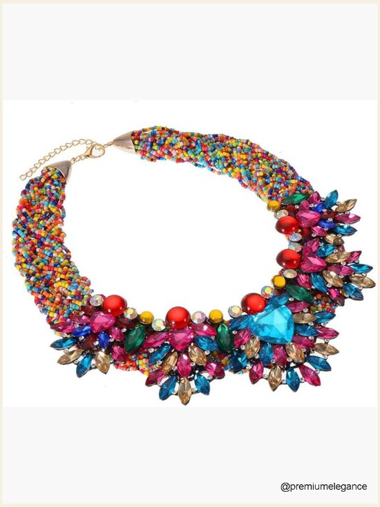 Jewelry - Simulated Pearl Collar Bib Necklace - Statement Jewelry